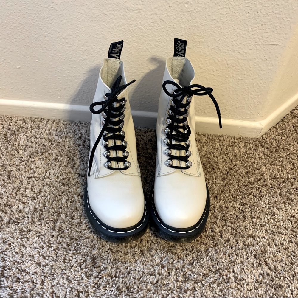 Dr. Martens White Lace Up Boots